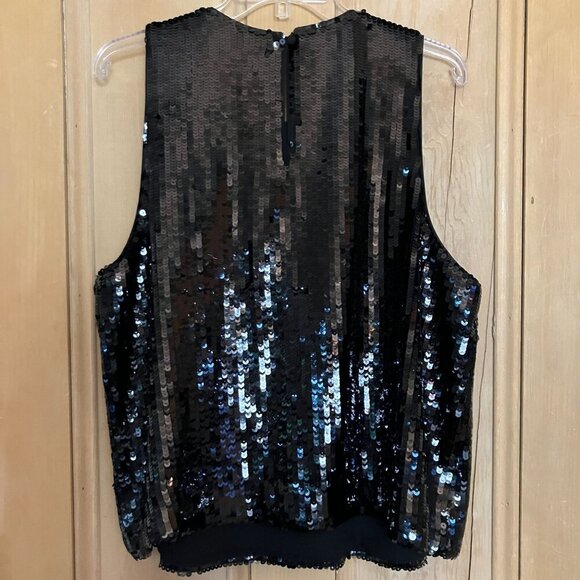 J.Crew Collection Womens Sequin Sleeveless Glam Top Shirt Size XXL Black FA NWT - Picture 10 of 12